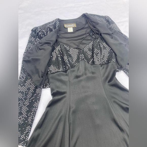 VTG 90’s Filigree Ltd Collection Black Spaghetti Strap Dress W/ Matching Bolero - Picture 3 of 12